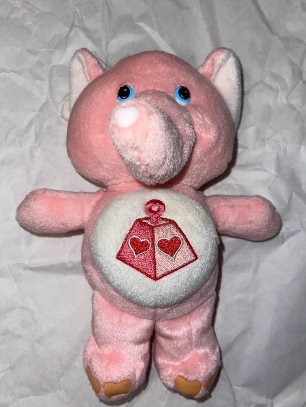 Care Bears Cousin Pink Plush Elephant with Heart Badge